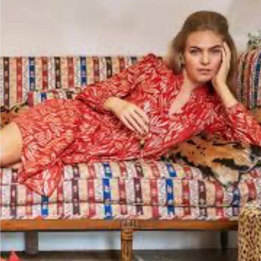 Lilly Pulitzer Red Printed Silk Dress Leafy Babe size 4 Cornelia